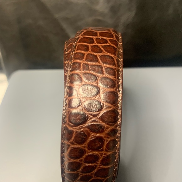 Ralph Lauren Leather Croc Brown Gold Buckle Belt M NWT - Picture 2 of 8